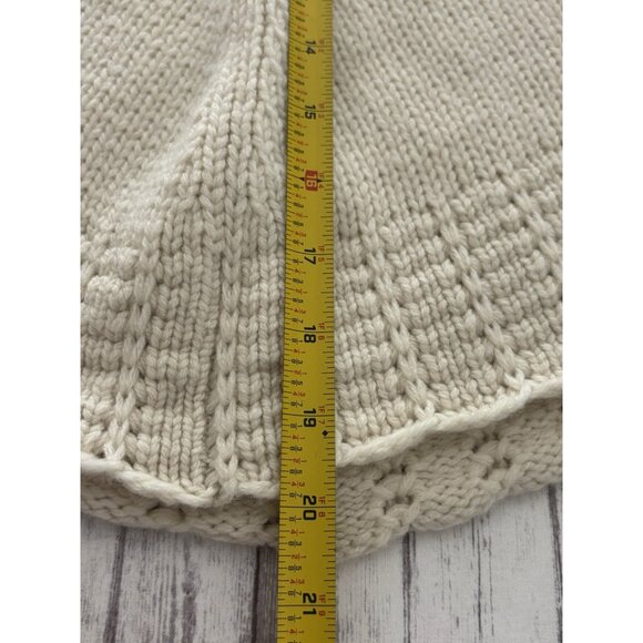GAP Kids Sweater Knit Poncho Cape Ivory Cream Buttons Lambs Wool S/M - Picture 9 of 12